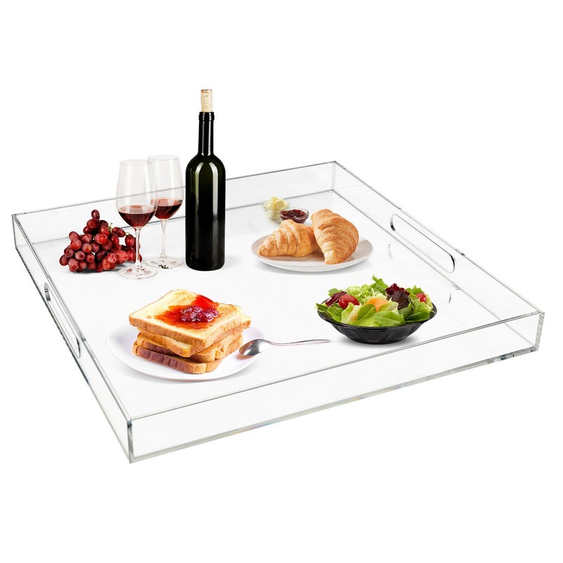 Oversize Clear Extra Large Acrylic Serving Tray 18.9 Inch Food Tray W/ Handles gallery