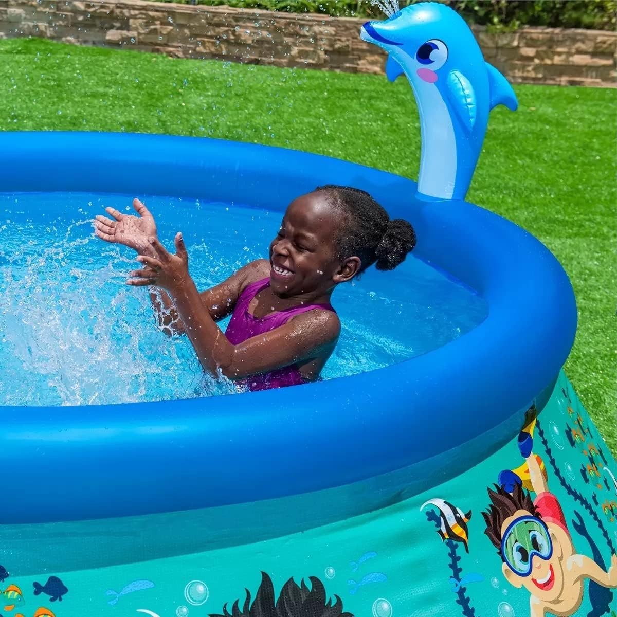 H2OGO!® Dolphin Inflatable Swimming Pool, Oasis Underwater gallery