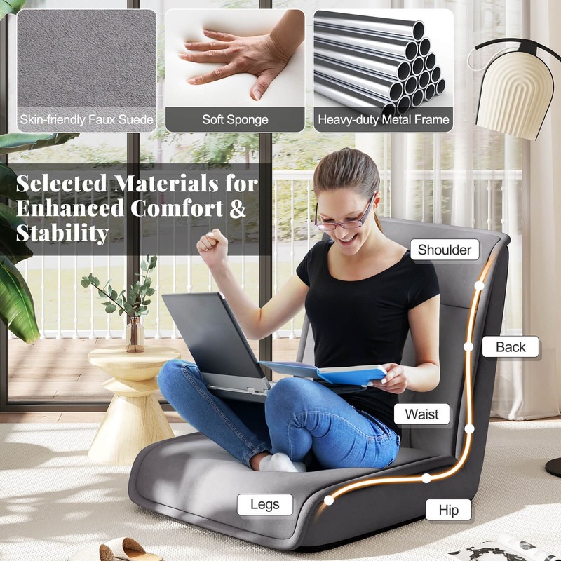 Folding Floor Chair Convertible Lazy Sofa Chair w/ Adjustable Backrest gallery