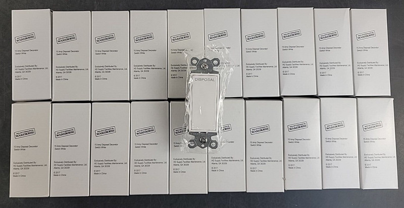 White Disposal Switch Decorator Rocker 15A 1 Pole (20 Pack) NEW gallery