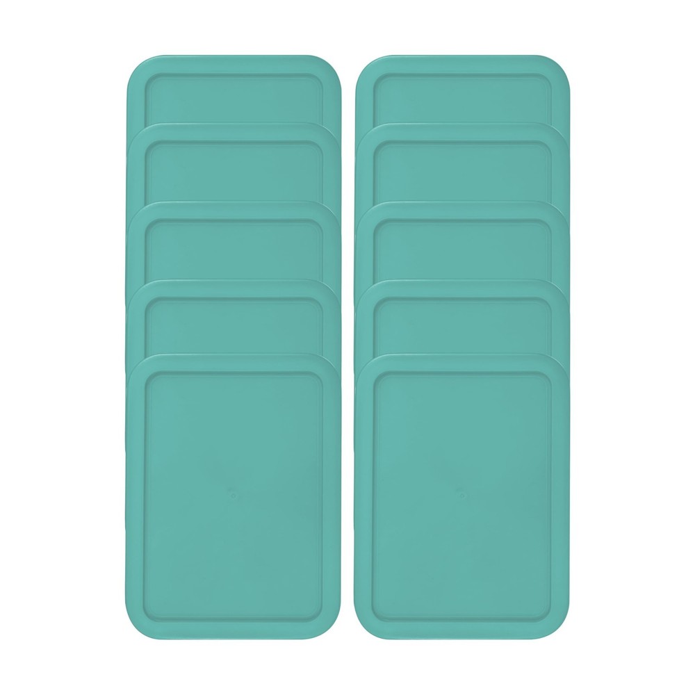 Replacement Lids for Pyrex 7210-PC 3-Cup Rectangle Turquoise 5.75x7.75" 10-Pack