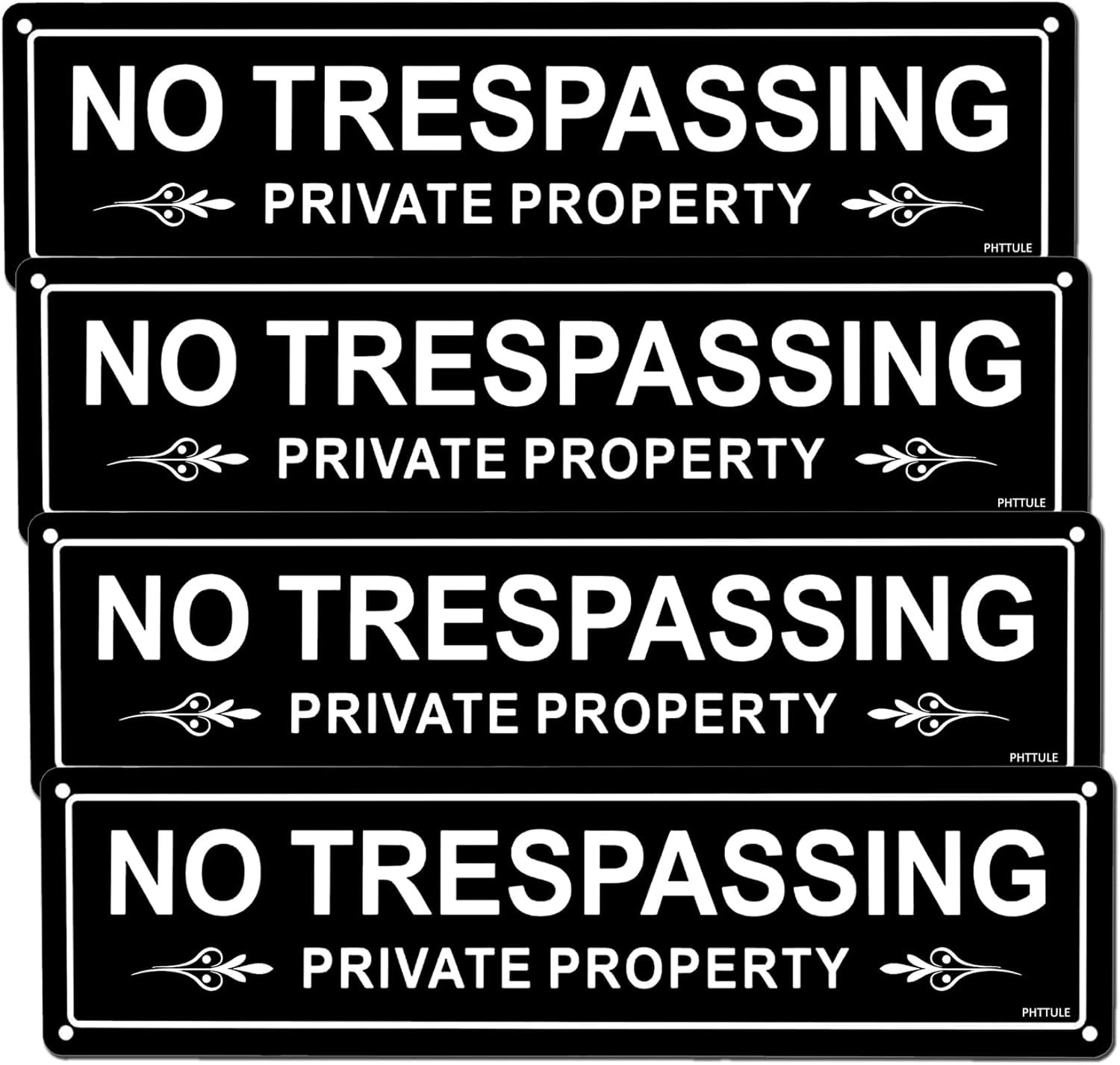 No Trespassing Private Property Sign 4 Pack, 12 x 3 inches Rust Free Sturdy Alum gallery