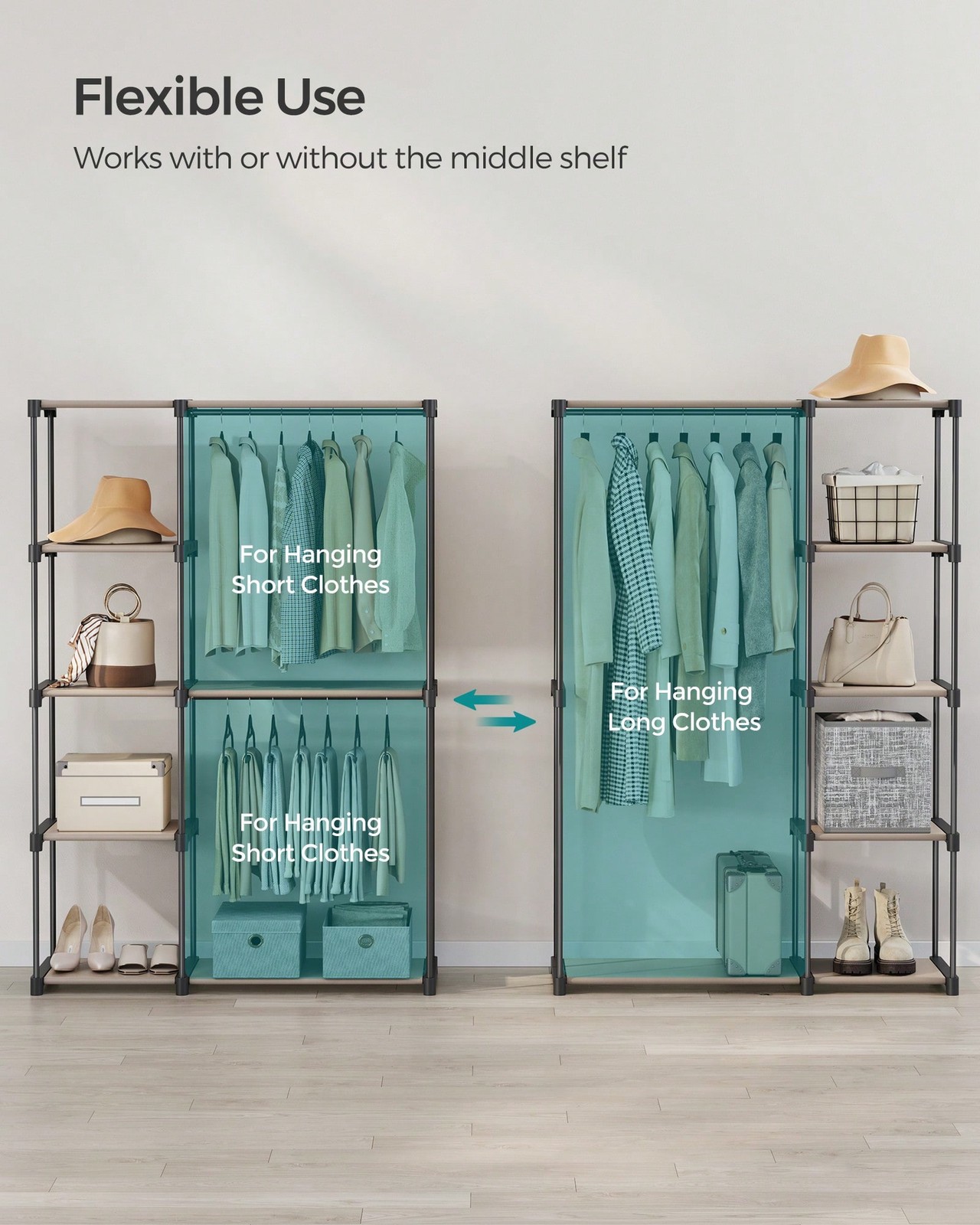 SONGMICS Portable Closet, Freestanding Closet Organizer, Clothes Rack-FGQA gallery