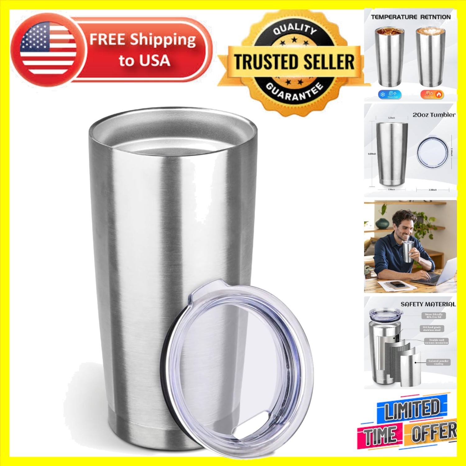 Powder Coated 20oz Tumbler - Double Wall Insulated for Hot & Cold Drinks gallery