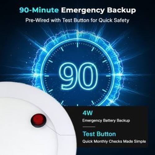 LED 8" Emergency Downlight Can w/ 90 Min Battery Backup, 18w, 5 CCT Selectable gallery
