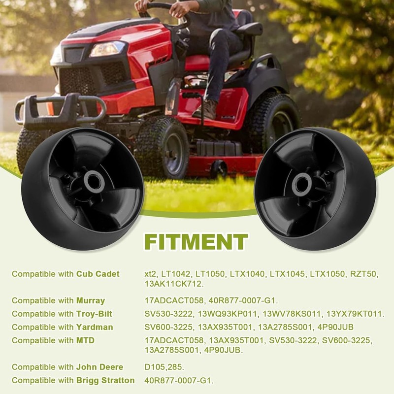 4-Pack 5'' Mower Deck Wheel Kit for MTD & Cub Cadet - Durable Replacement gallery