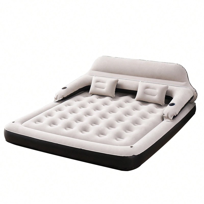 Inflatable Sofa Bed with Headboard Pillow Camping Air Couch No Pump gallery