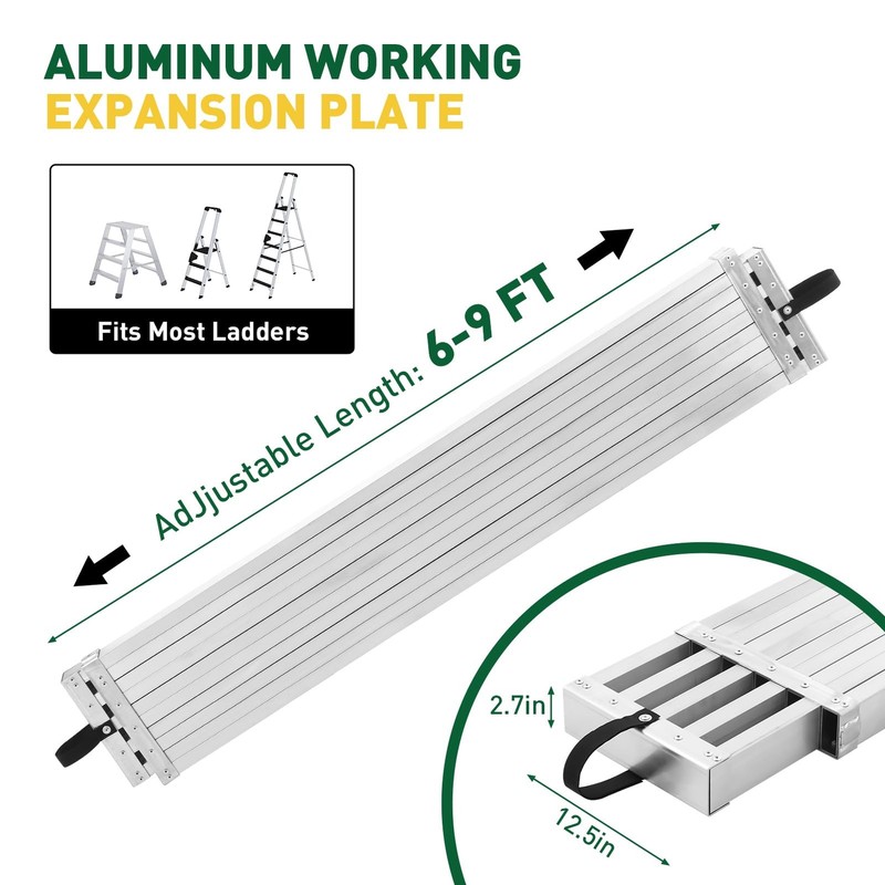 6-9ft Adjustable Aluminum Work Plank 440lbs Capacity Aluminum Extension Boards gallery