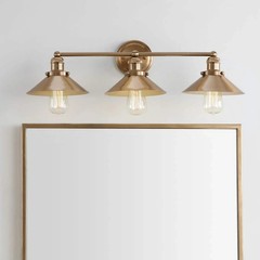 JONATHAN Y August 26.5 in. 3-Light Metal Brass Gold Vanity Light