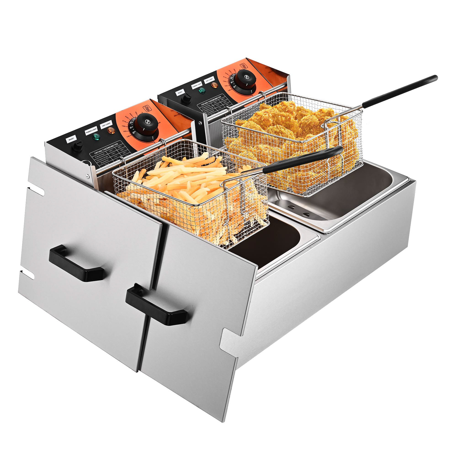 WeChef 24L 5000W Electric Deep Fryer Countertop Stainless Steel Dual Tank gallery