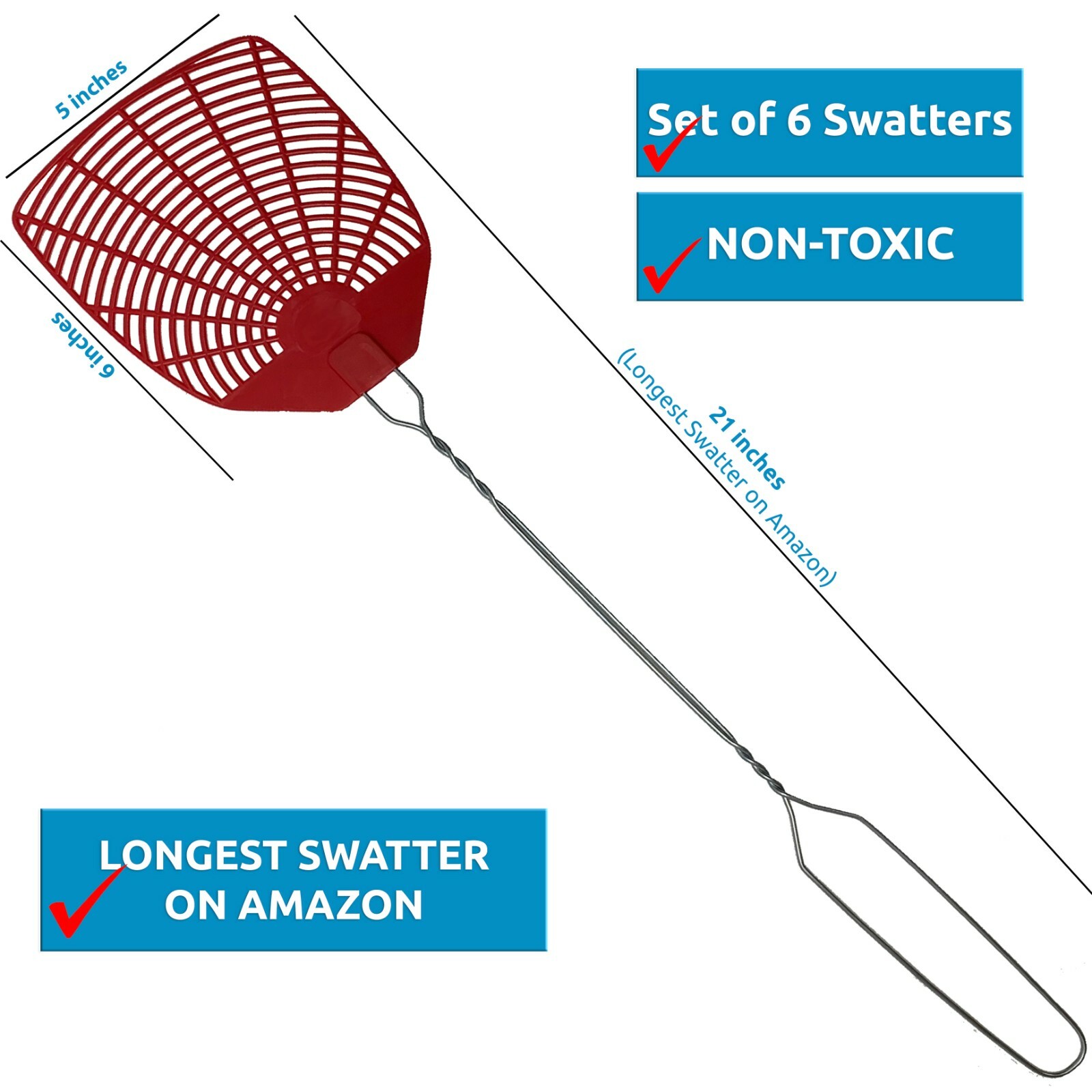 Bug & Fly Swatter – Extra Long Handle– Indoor / Outdoor– Pest Control flyswatter gallery