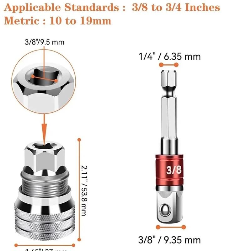 10-19mm Universal Socket Tool Adjustable Multifunction Wrench Sleeve Adapter Kit gallery