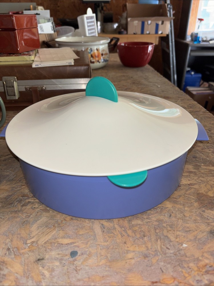Tupperware Three Piece Microwave Steamer Set Teal Purple White