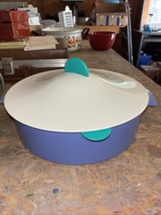 Tupperware Three Piece Microwave Steamer Set Teal Purple White