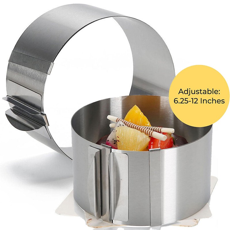 Adjustable Baking Round Cake Ring Mold 6-12" Stainless Steel With Scaling Inside gallery