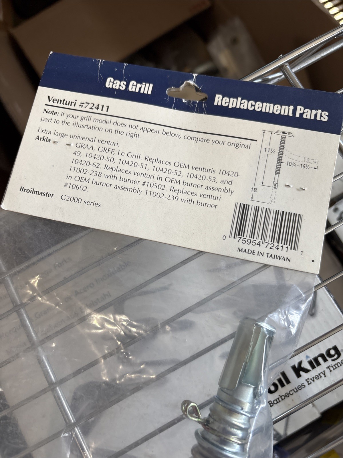 Arkla, Broilmaster Gas Grill Replacement Venturi 72411 - Music City Metals NOS gallery