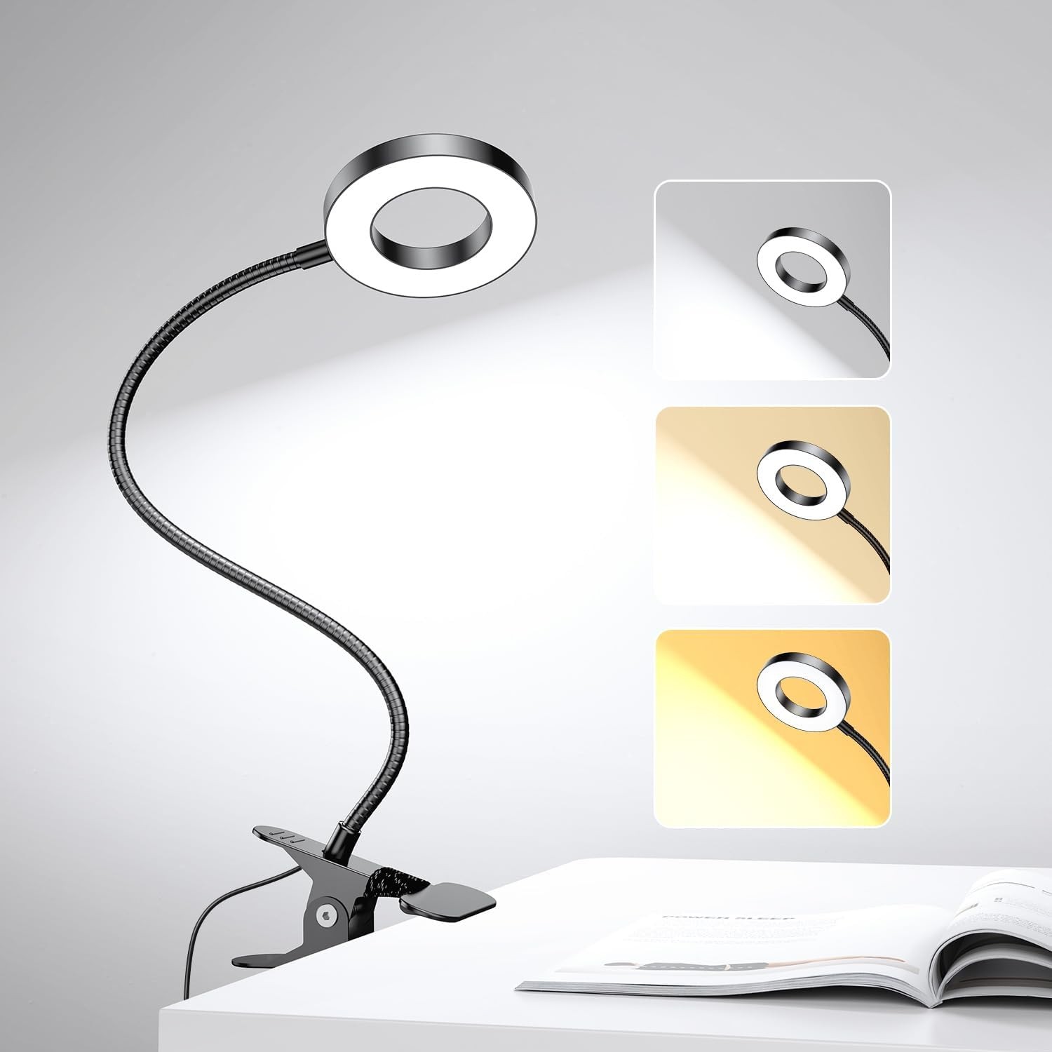 LED Desk Lamp Clip on Light with 3 Color Modes 10 Brightness Ring/Clamp Light 36 gallery