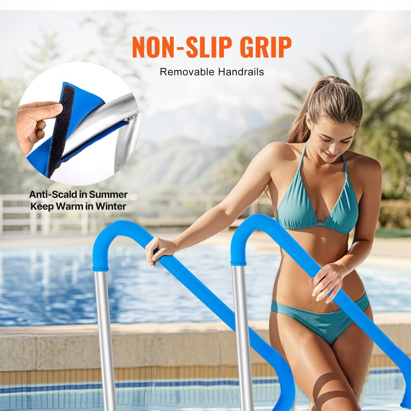 VEVOR Swimming Pool Handrail 2 Pack 48" x 36" Stainless Steel with Base Plate gallery