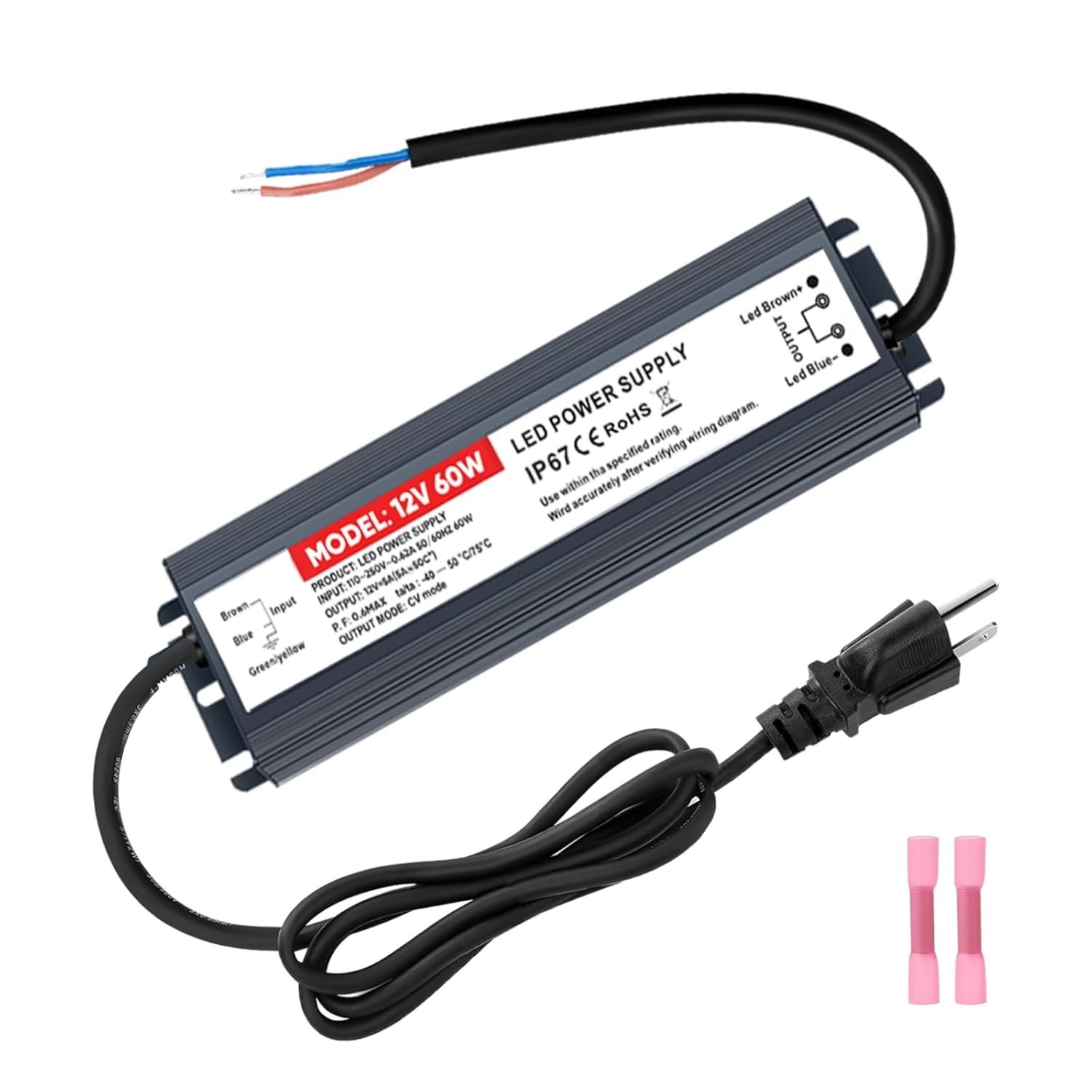 60W LED Driver 12V Power Supply 5A, Waterproof IP67 AC 110V to 12V Converter LED gallery