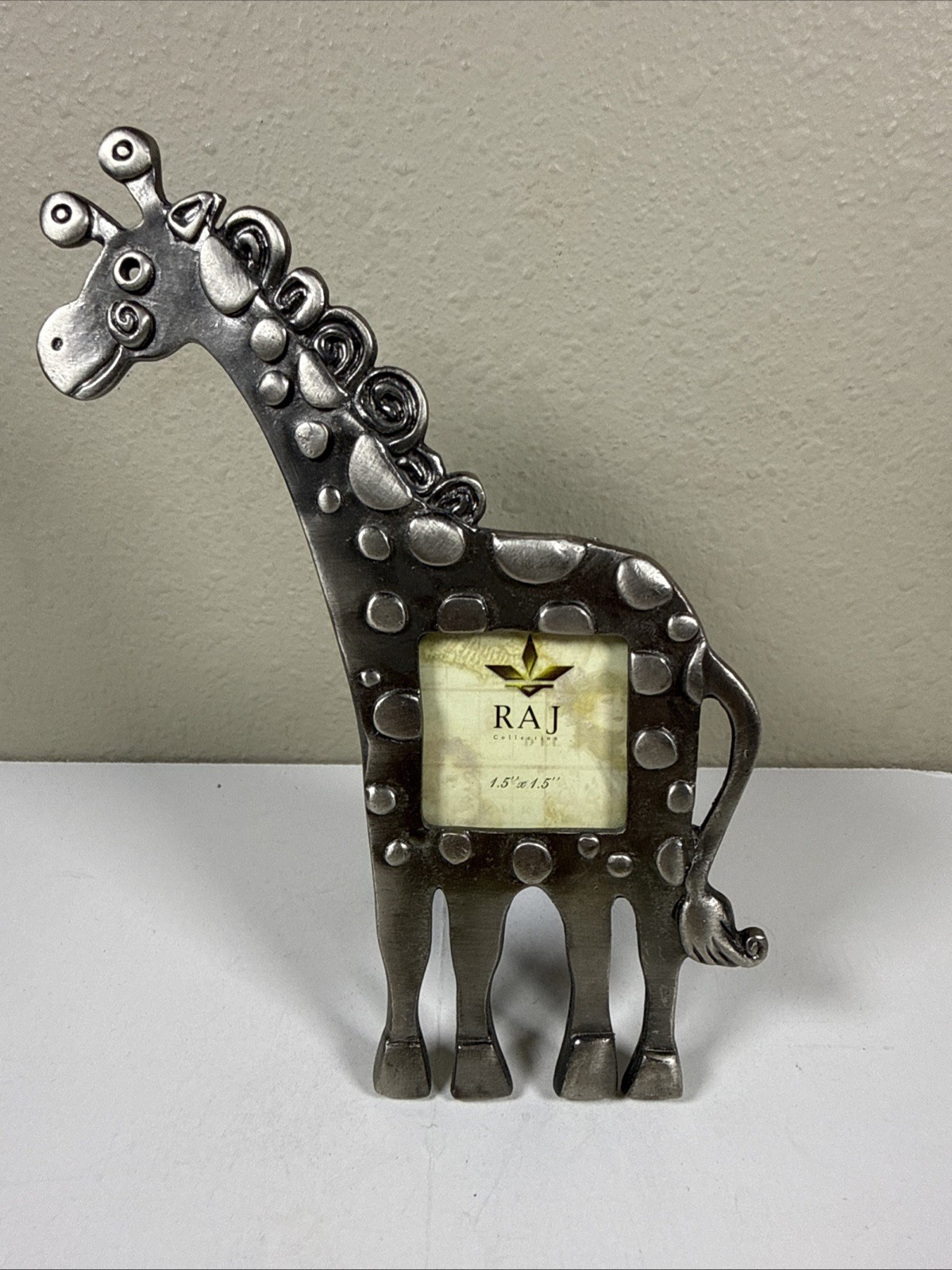 RAJ Silver tone Giraffe Picture Frame Holds 1.5" X 1.5" Photo 6 in High gallery