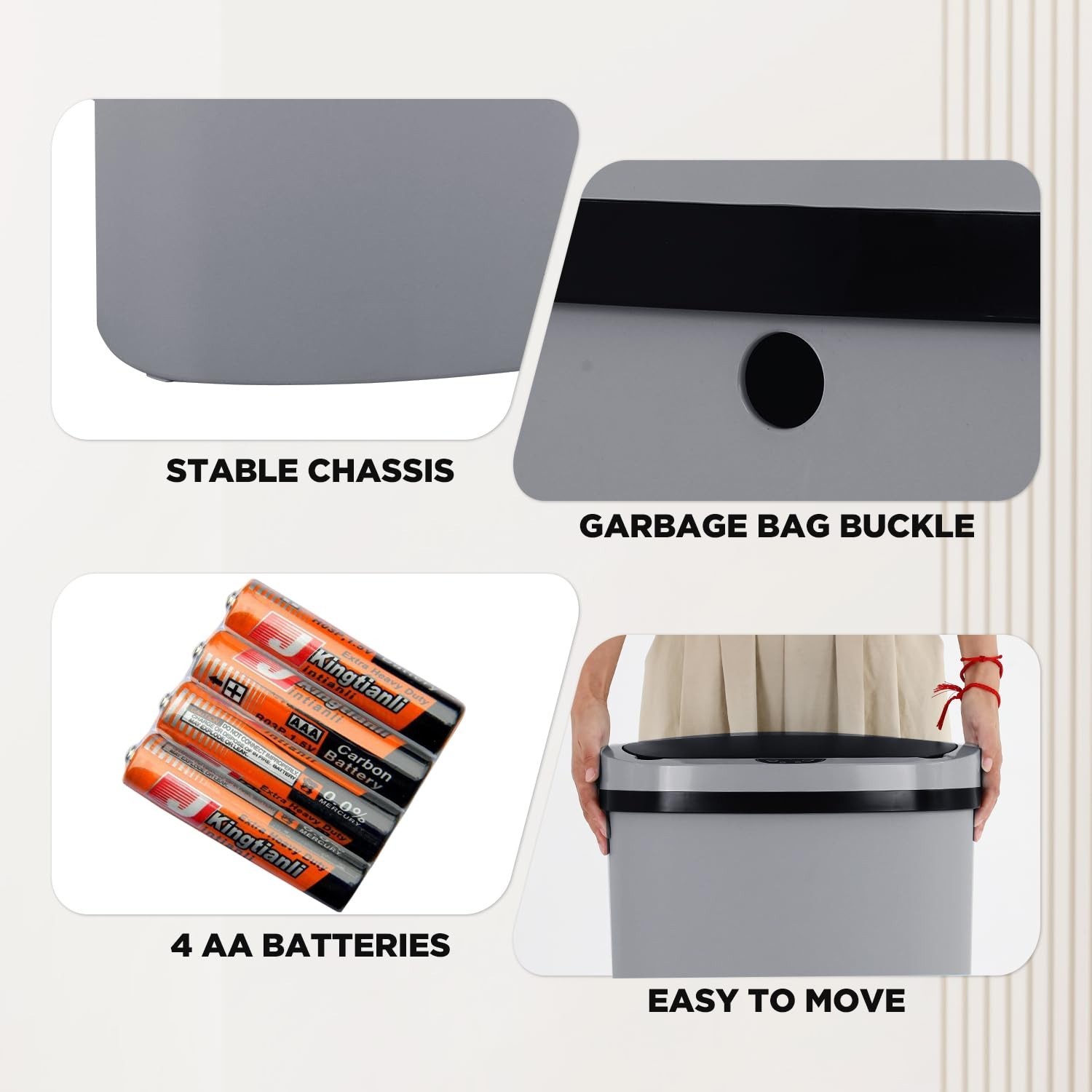 BestOffice 13 Gallon Plastic Touchless Kitchen Trash Can with Motion Sensor gallery