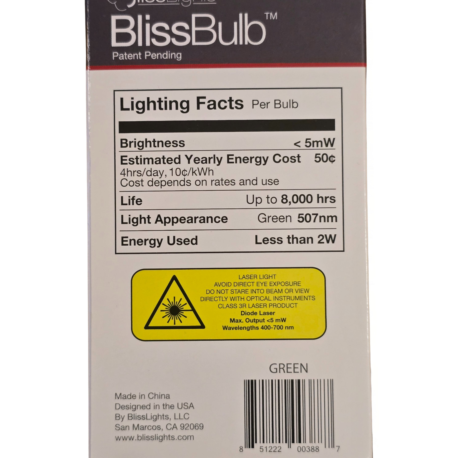 BlissLights BlissBulb Laser Star Projector Green Light Bulb 8000 Hours New gallery