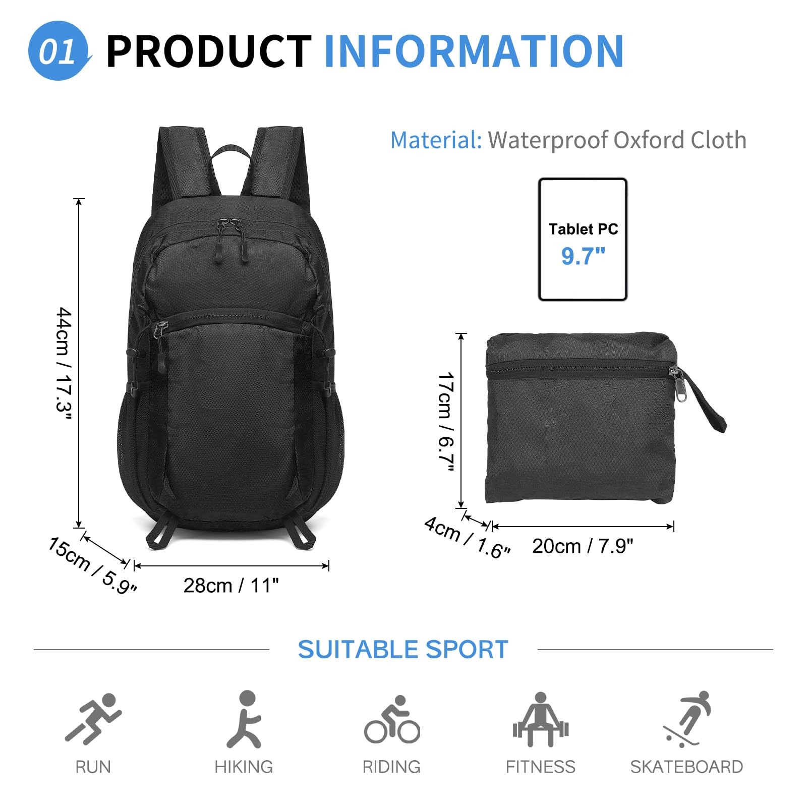 20L Small Hiking Daypack for Women Men, Foldable Packable Backpack, Lightweig... 2