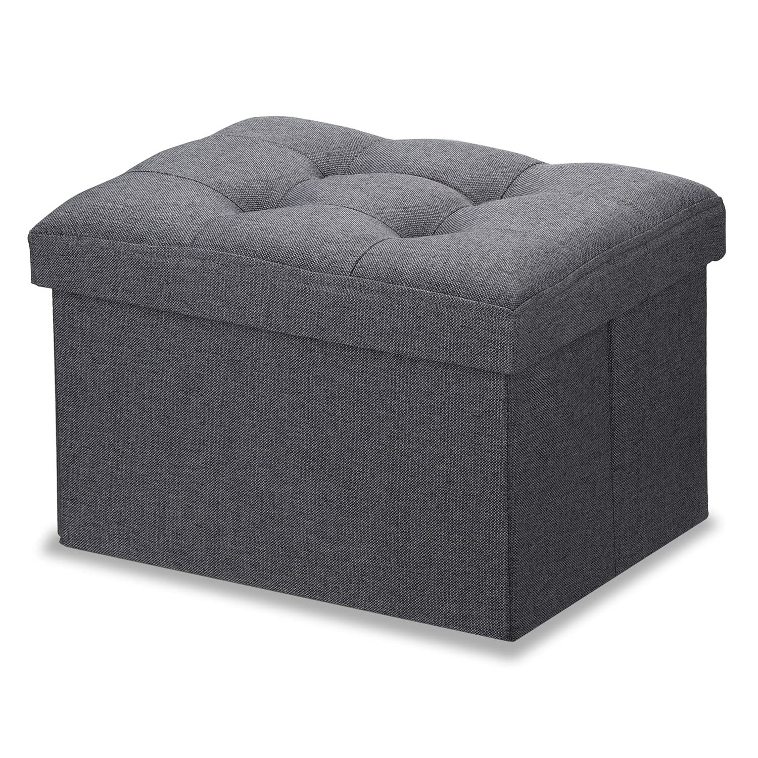 Small Storage Ottoman Foot Rest Stool Folding Footrest Dark Gray 16x12x12 Inch gallery