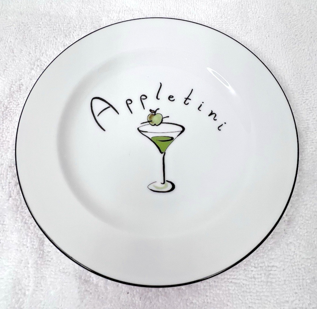 Pottery Barn Martini Appletini Cocktail Appetizer Dessert Tapas Plate 7 5/8 Inch gallery