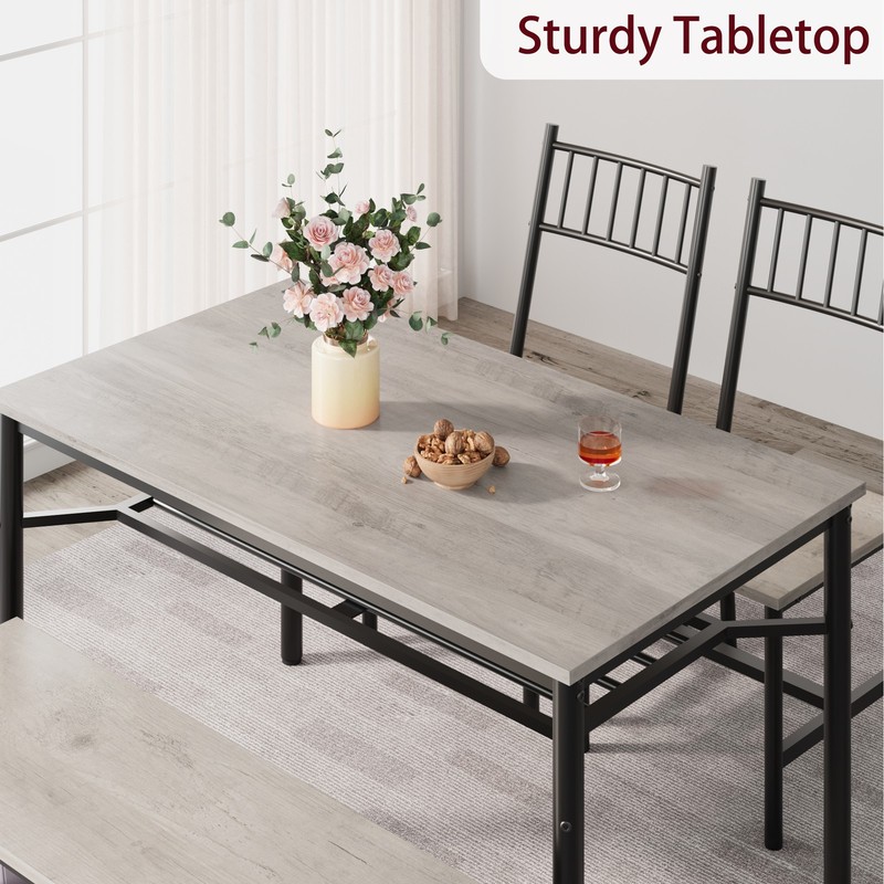 Dining Table Set for 4,Kitchen Table with 2 Chairs & Storage Bench for Apartment gallery