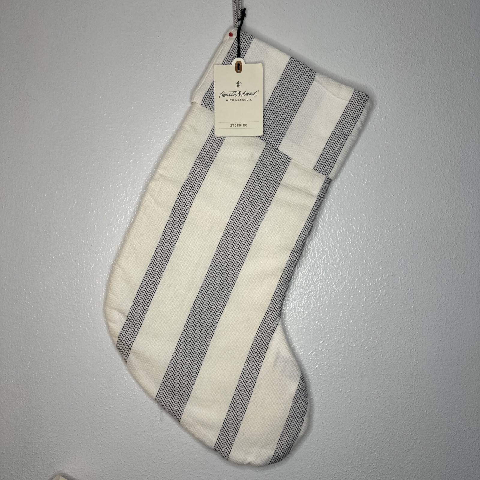 Hearth & Hand With Magnolia Christmas Stocking White/cream & Grey Stripes gallery