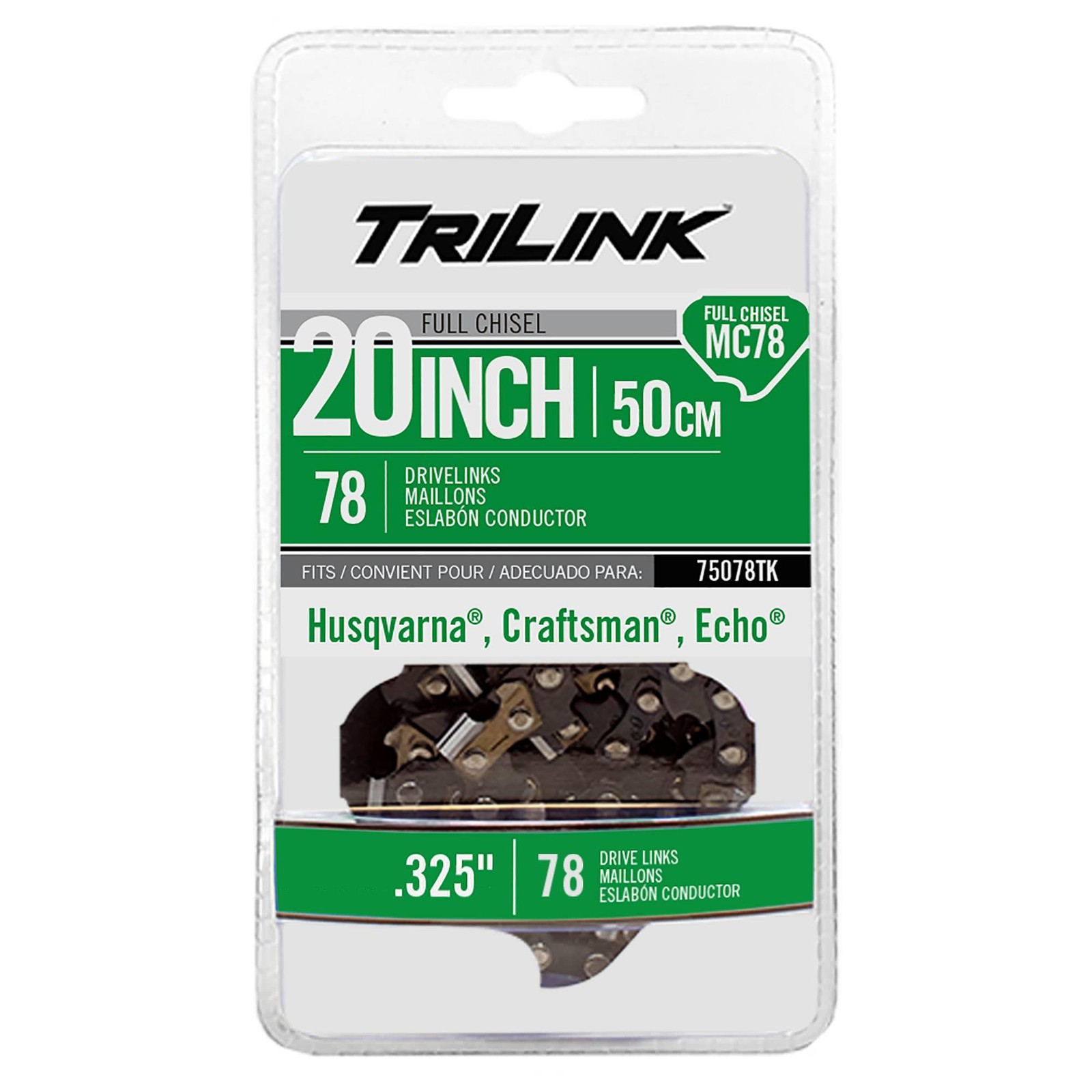 Chain Pre-Cut Loop 78 Dl .325", .050", Chisel Reduced Kickback 75078TK gallery