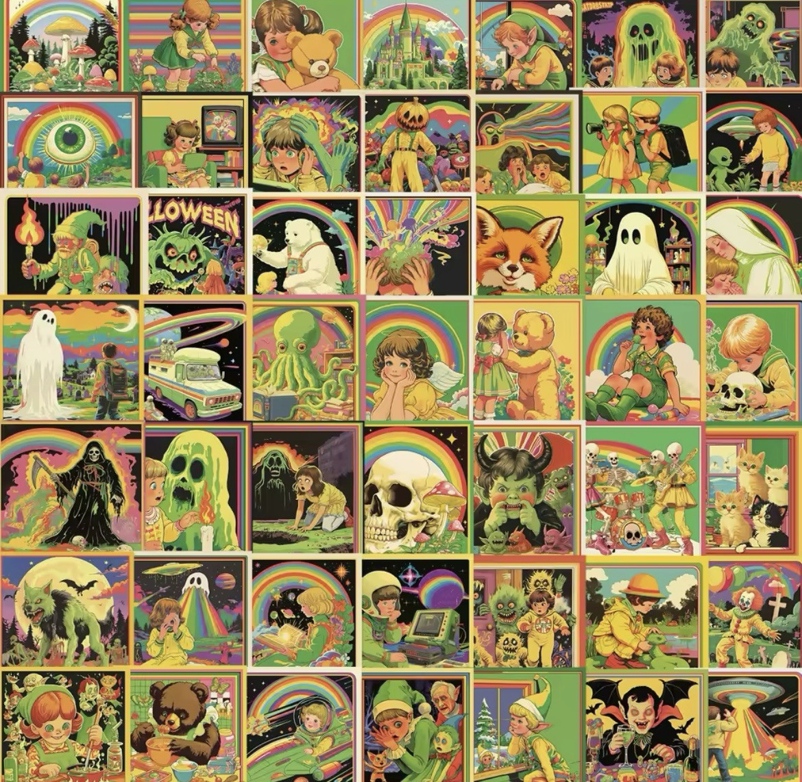 Retro Comic Horror Stickers 50pk Classic Horror Mixed Retro Fun Random Stickers gallery