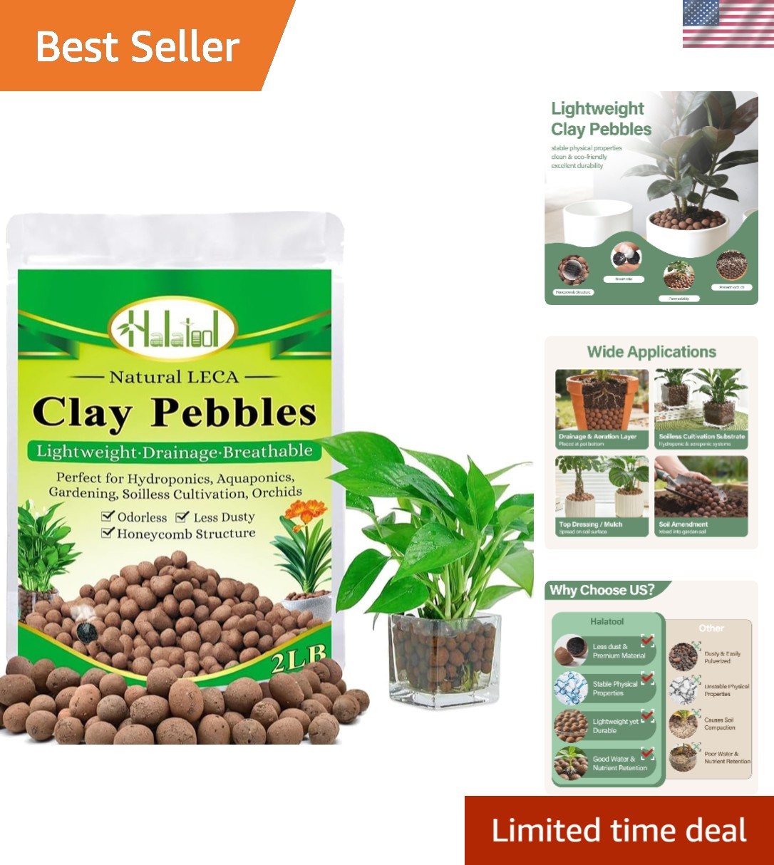2 LB Expanded Clay Pebbles – Ideal For Hydroponic and Soil-Free Plants gallery