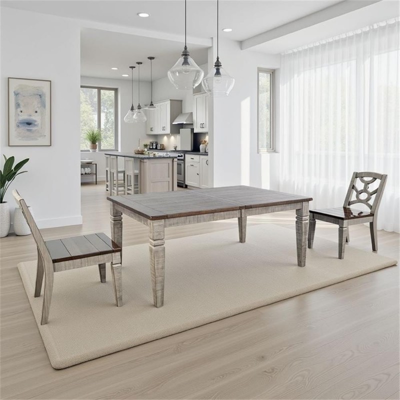Pemberly Row Dining Table Extendable 66 to 90" in Dark Brown Gray Mahogany Wood gallery