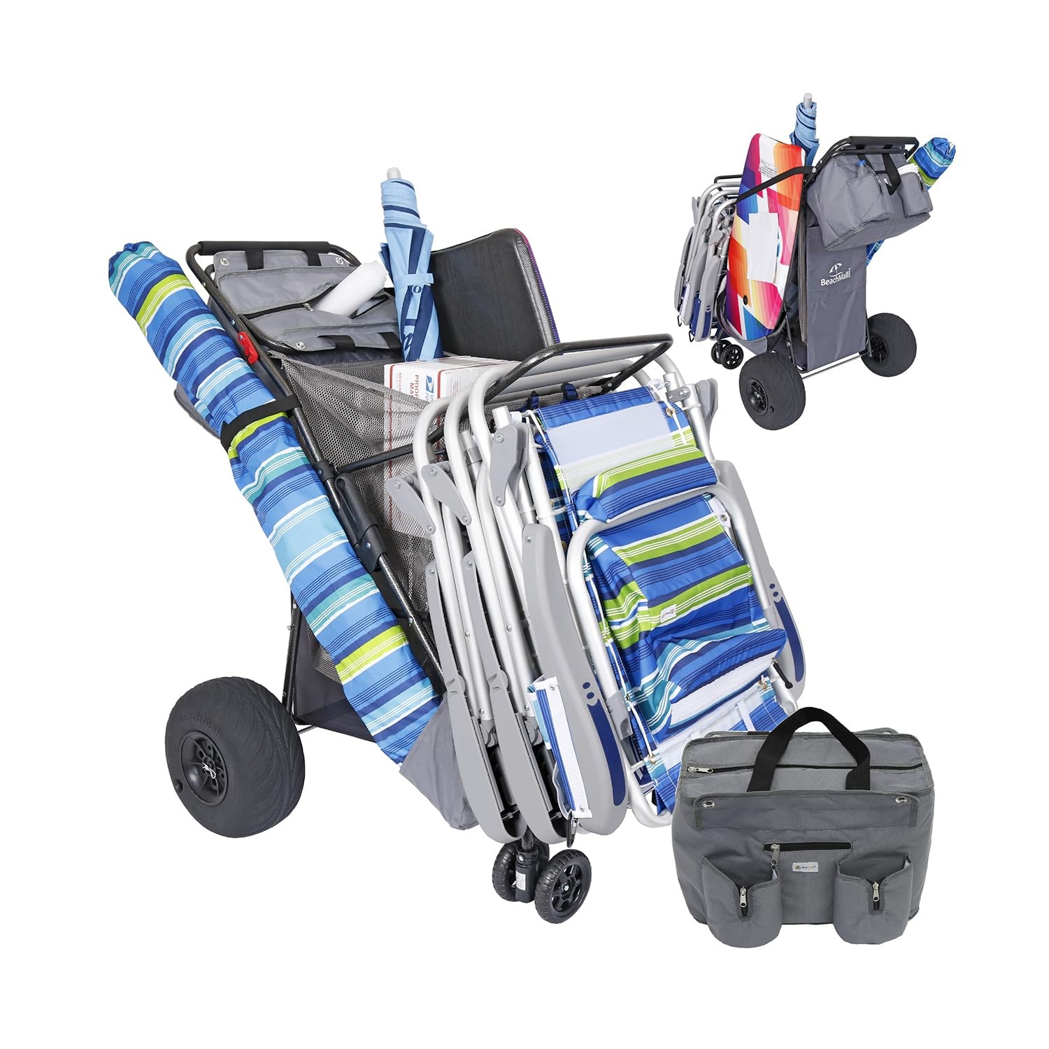 Beach Cart 100 lb Capacity Pneumatic Balloon Rear Wheels Gray WKPC86 Ultimate gallery