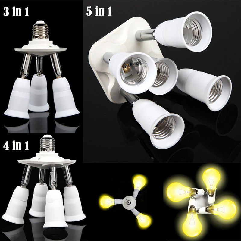 3/4/5 in1 Adjustable E27 Base Light Lamp Bulb Adapter Holder Socket Splitter gallery