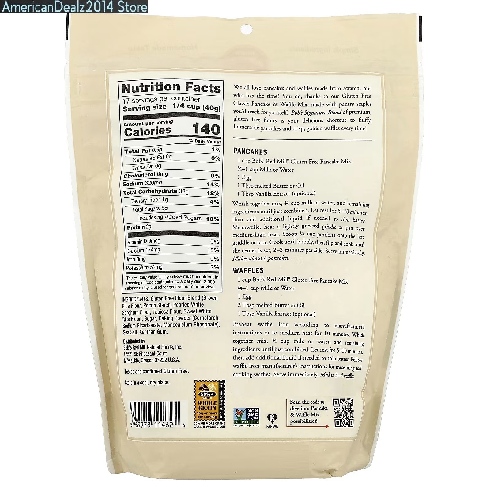 5 PACK - Bob's Red Mill Pancake Mix, Gluten Free, 24 oz (Total 7.5 lbs) gallery