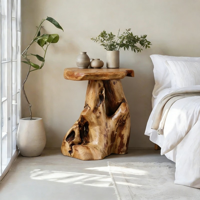 Rustic Cedar Roots Flower Stand Stool, Tree Stump Stool Side Table 19.5" H gallery