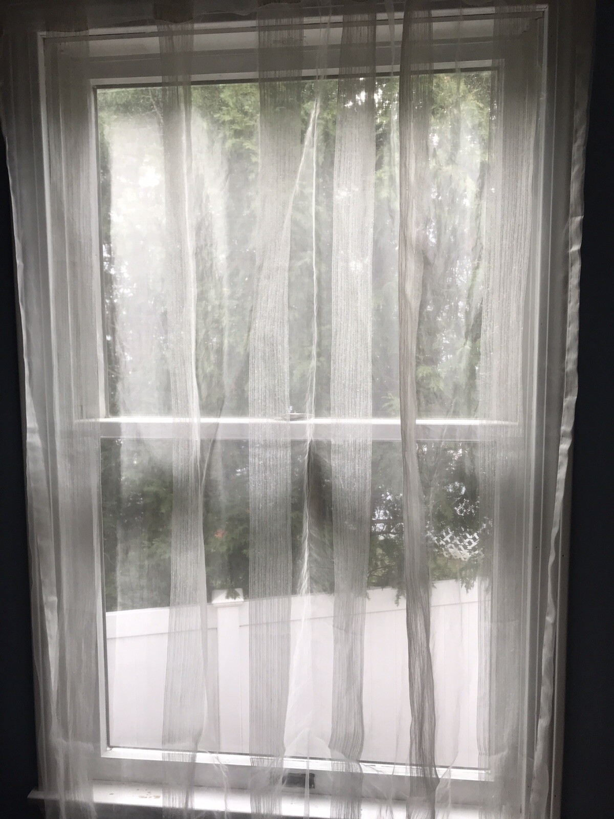 Exclusive Fabrics polyester &linen blend white stripe sheer curtain 46 X 96 gallery
