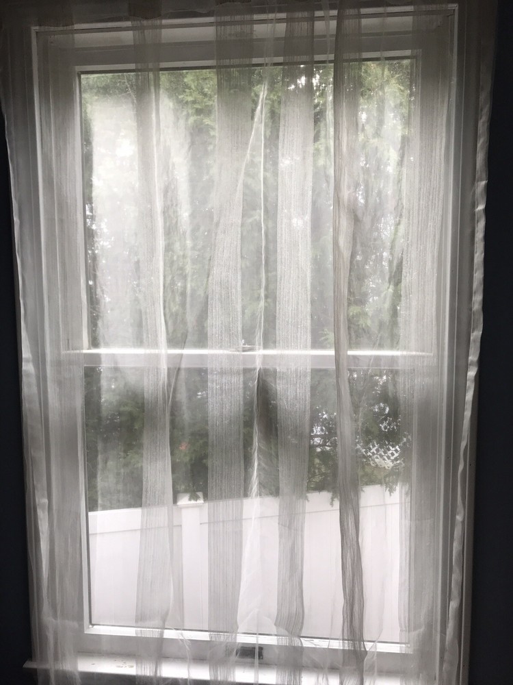 Exclusive Fabrics polyester &linen blend white stripe sheer curtain 46 X 96