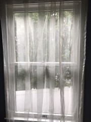 Exclusive Fabrics polyester &linen blend white stripe sheer curtain 46 X 96