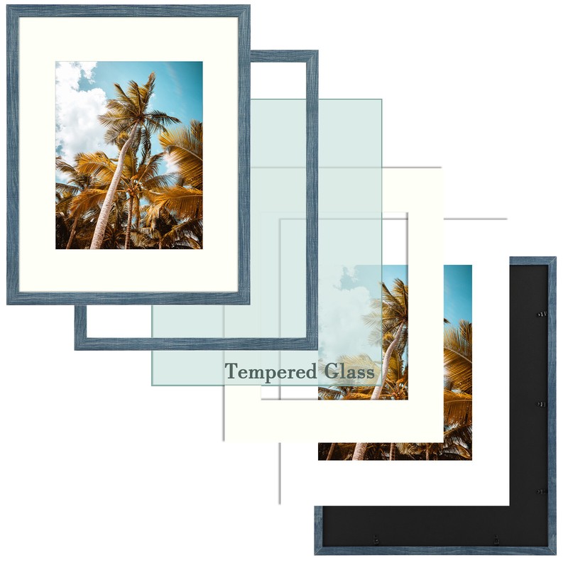 2 Pack 16x20 Picture Frame with Mat for 11x14 Picture High Definition Glass gallery