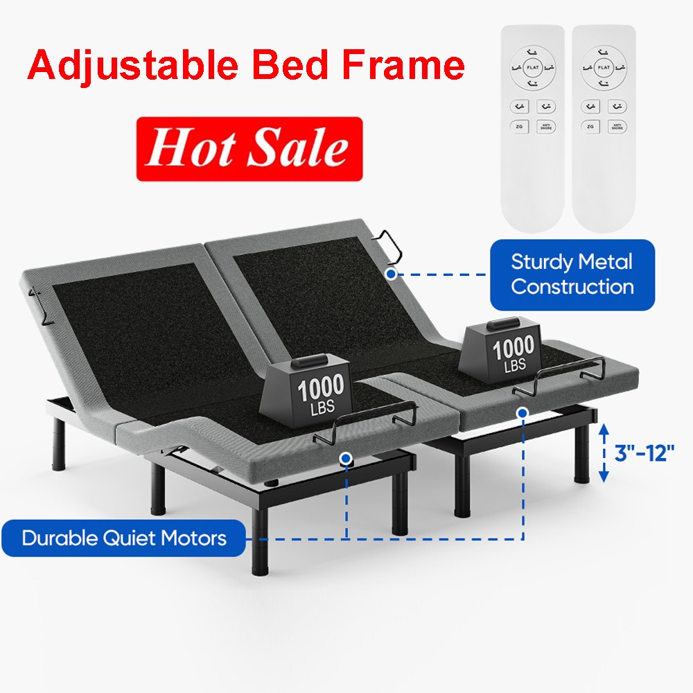 Used Split King Adjustable Electric Bed Frame Base Backlit Remote 1000lb gallery