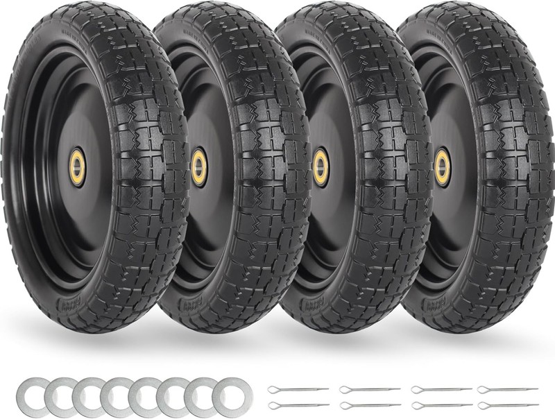 13" Flat-free Solid Tire and Wheel, with 5/8" Axle Bore Hole 2 Pack gallery