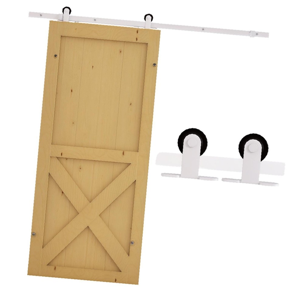 Interior Barn Door Hardware Kit Heavy Duty Sliding Rail System for Two Doors
