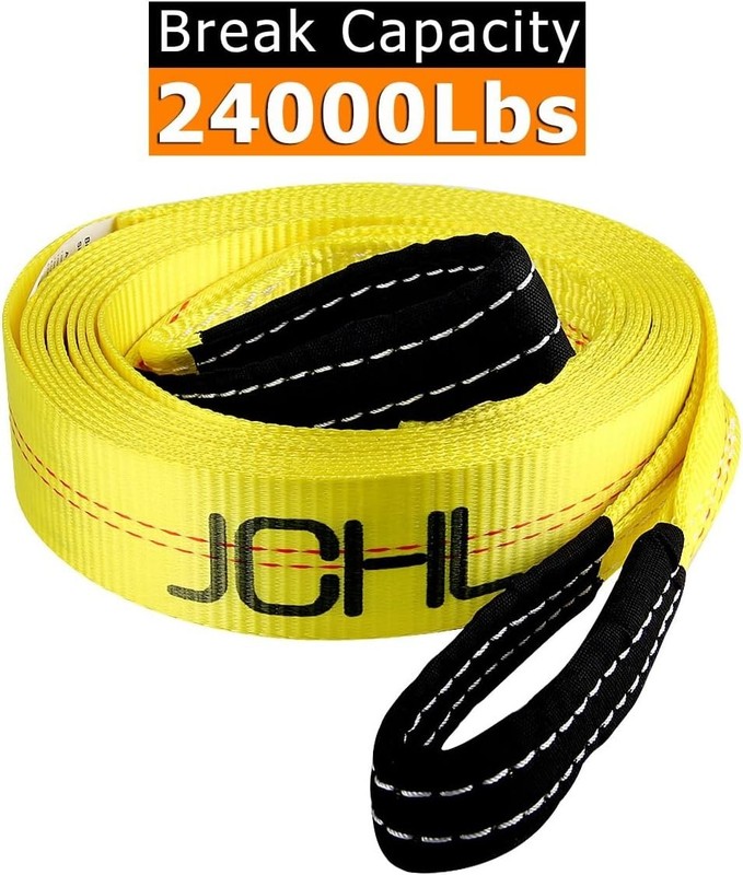 Recovery Tow Strap with Reinforced Loops 2Inx20Ft Heavy Duty 24000Lb Break Stre gallery