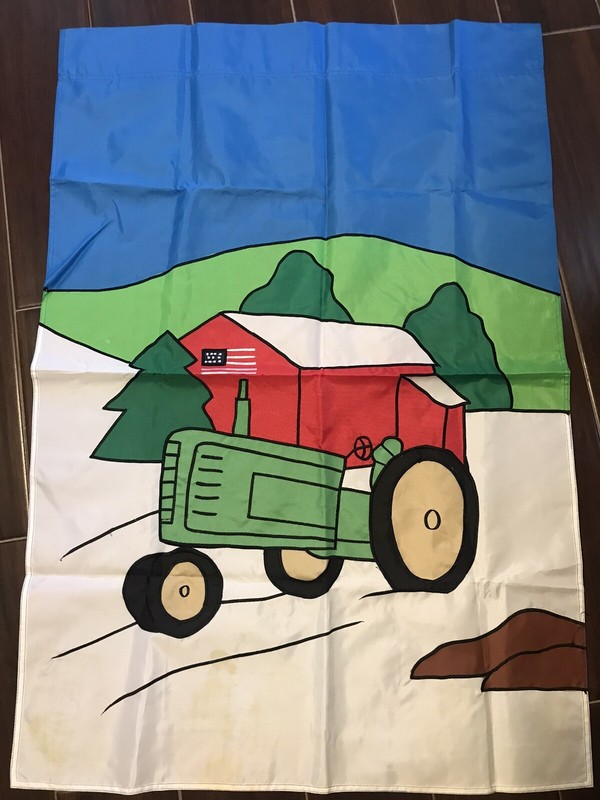 VTG Tractor Large Yard Flag Winter Fall Summer Applique Lot of 3 Outdoor HTF gallery