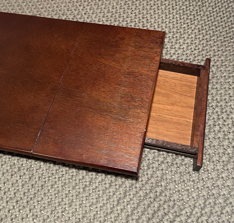 Brown Dark Wood Rectangular Coffee Table 23x15x5 in w/ 1 Pull-Out Drawer gallery
