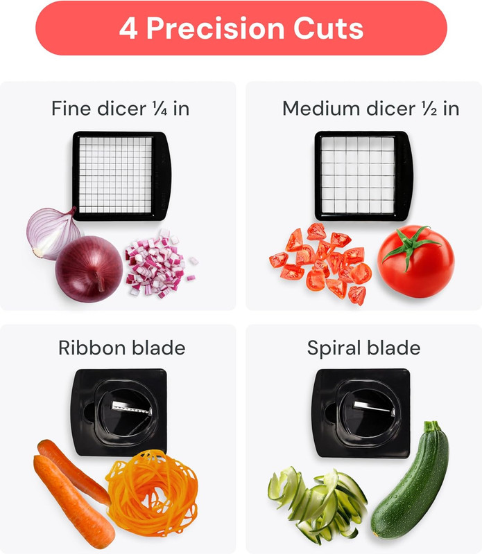 Original Pro Chopper 4 in 1 Vegetable Chopper Spiralizer Food Slicer White gallery